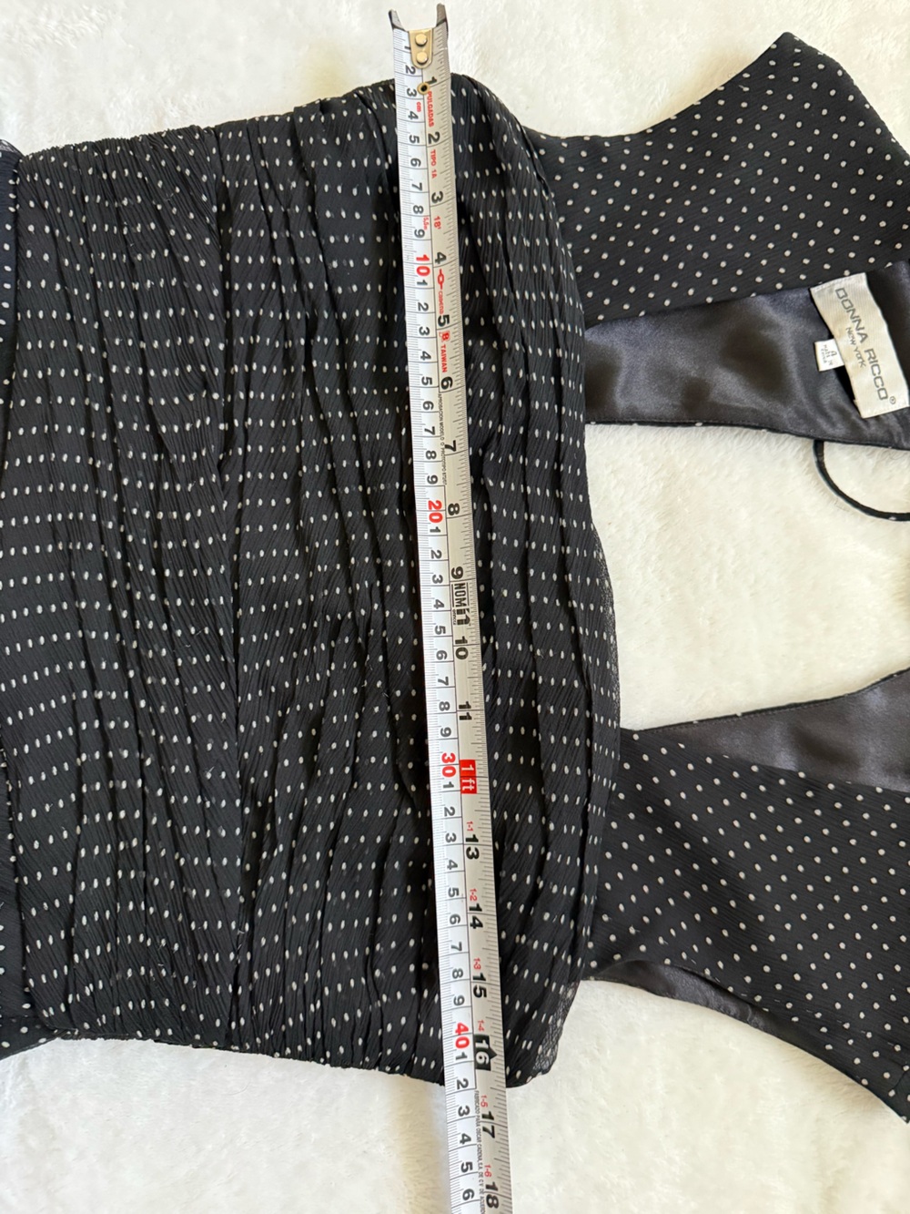 Donna Ricco 100% Silk Polka Dot Fit & Flare Midi Dress Black Size 4 - Picture 12 of 13